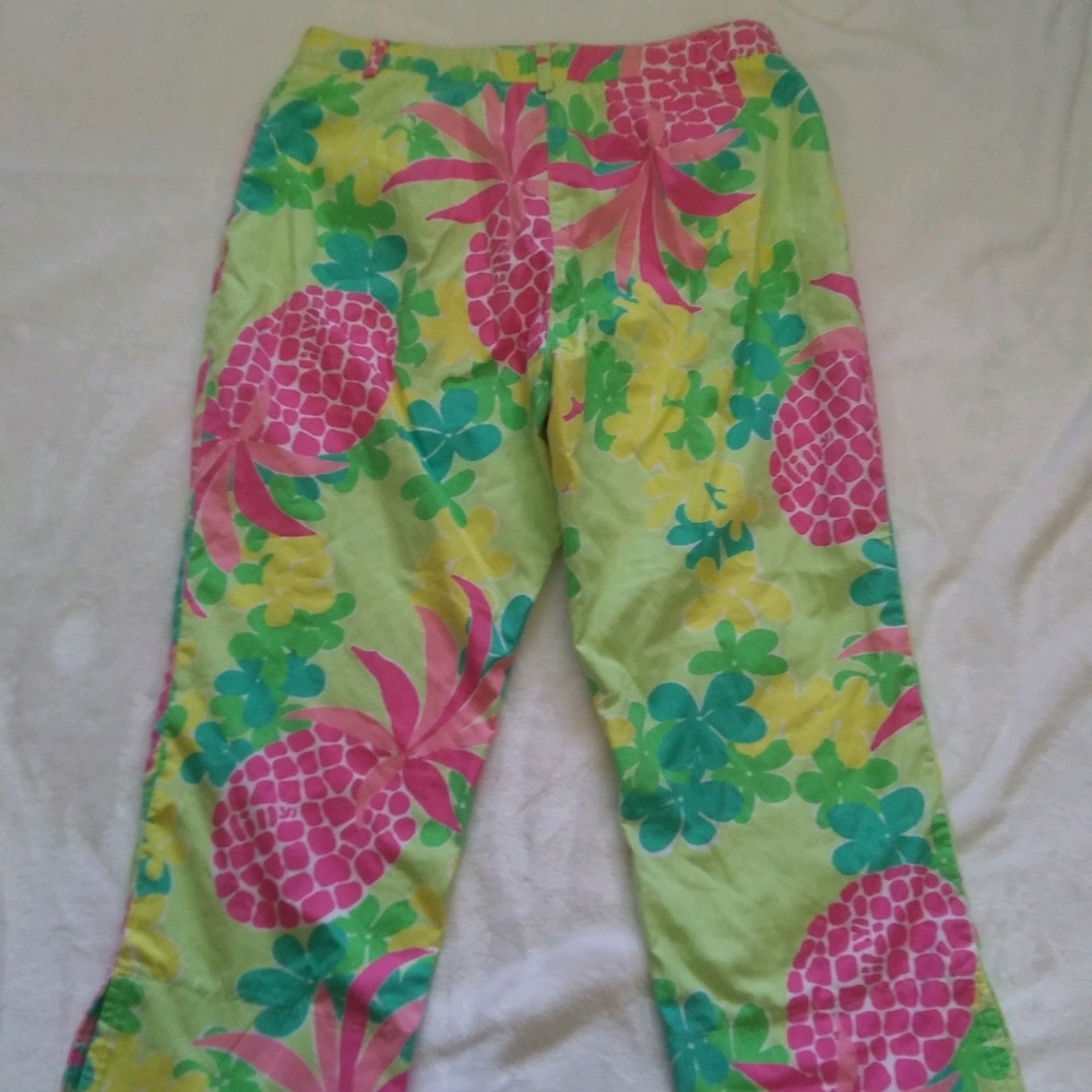 Lily Pulitzer green tropical crop pants